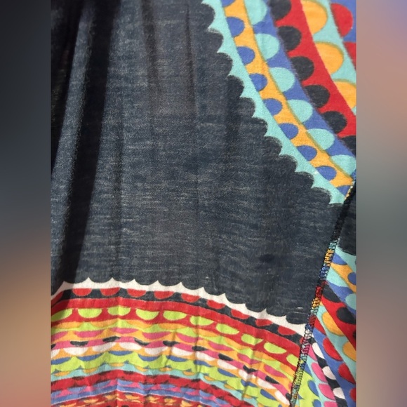 Parsley & Sage Sleeveless Waterfall Cardigan Size M Bright Colorful Art To Wear - Picture 6 of 8